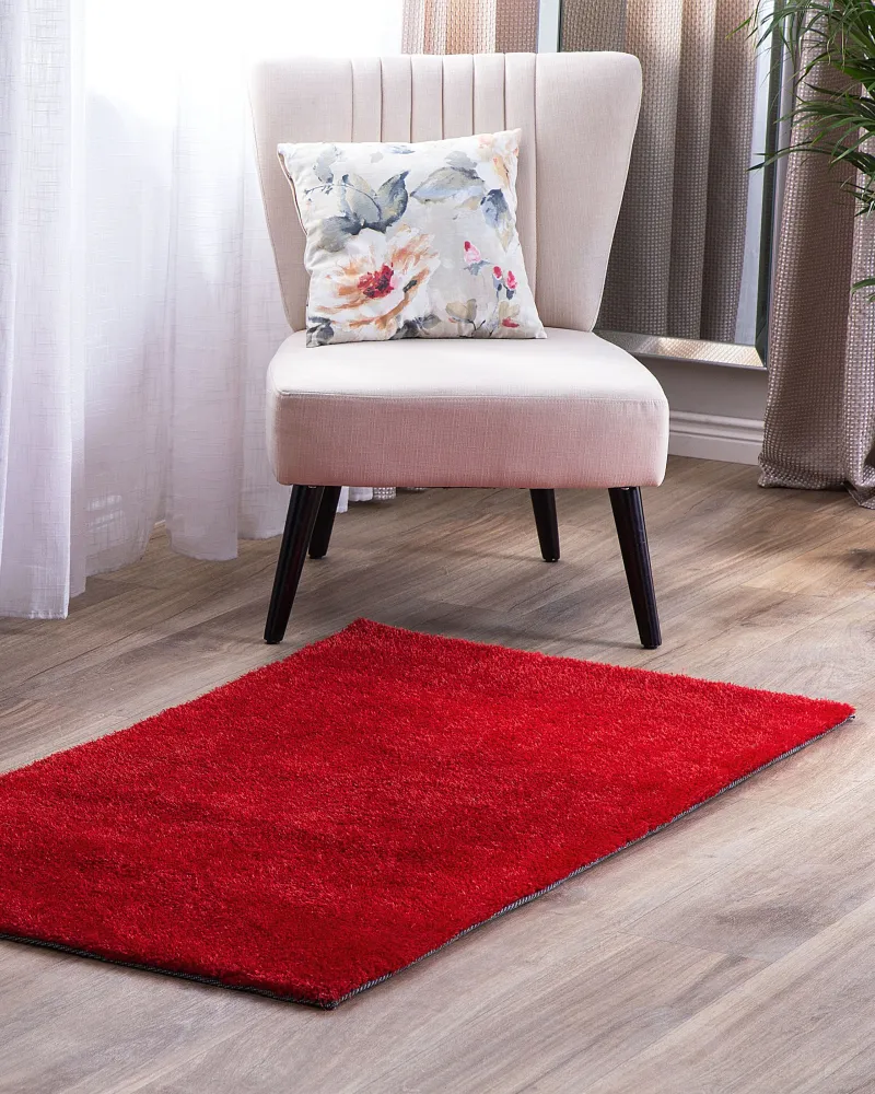 Tappeto shaggy rosso 80 x 150 cm DEMRE