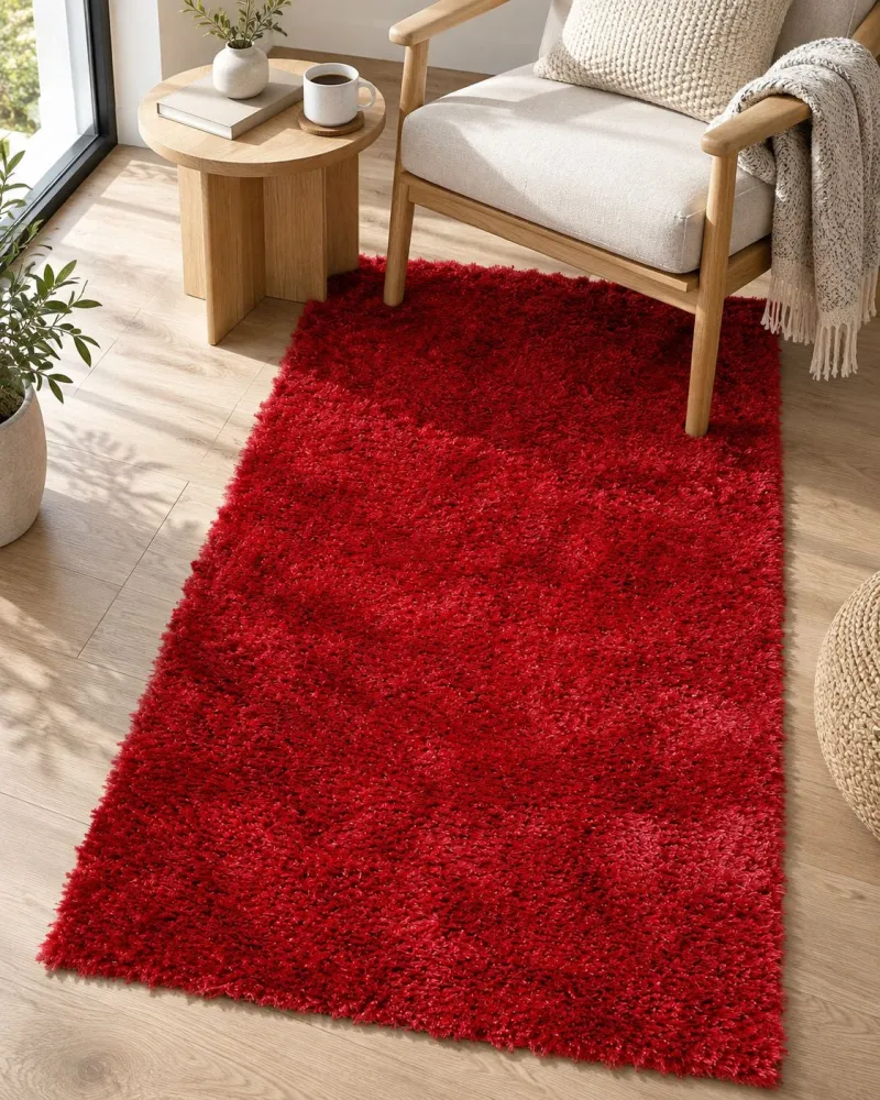 Tappeto shaggy rosso 80 x 150 cm EVREN