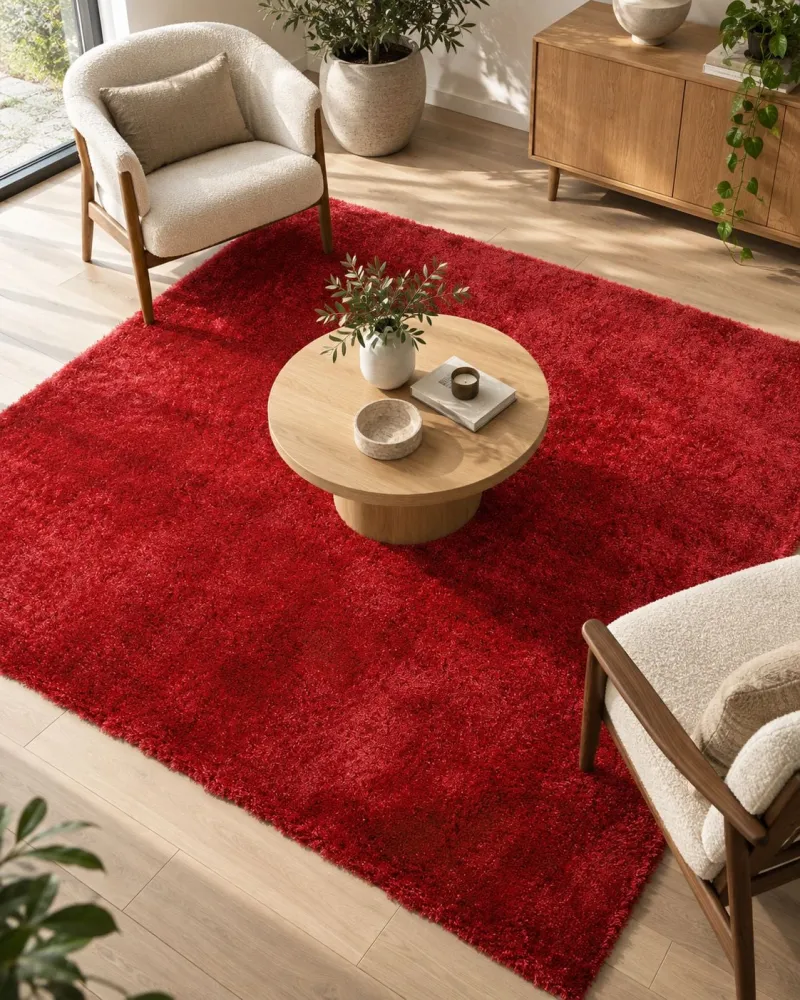 Tappeto shaggy rosso 200 x 200 cm EVREN