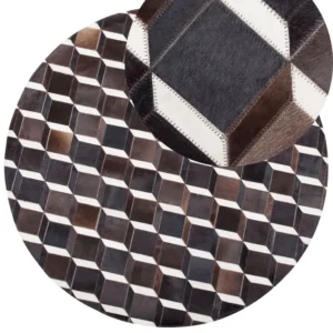 Tappeto vera pelle marrone nero e bianco ⌀ 140 cm ALPKOY