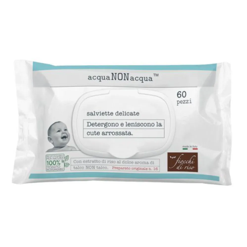 Salviettine Detergenti - Fiocchi di Riso - Acqua non Acqua - 60pz