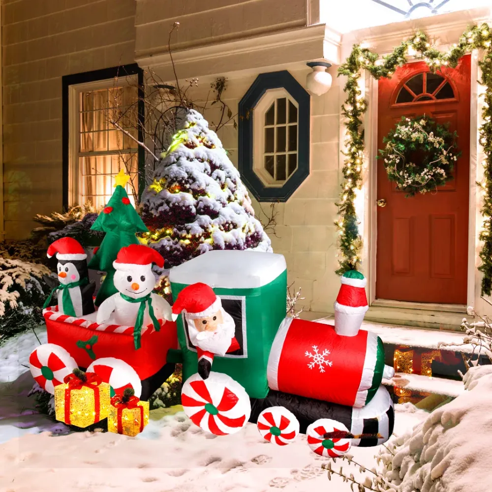 Treno gonfiabile di Babbo Natale LED impermeabile