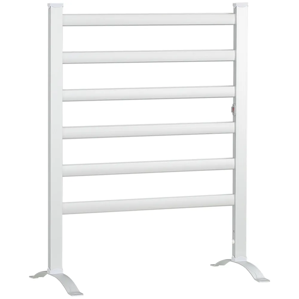 EasyComfort Scaldasalviette Elettrico da 140W 6 Barre con Temperatura 45°C-55°C, Alluminio, 69x36x90 cm, Argento