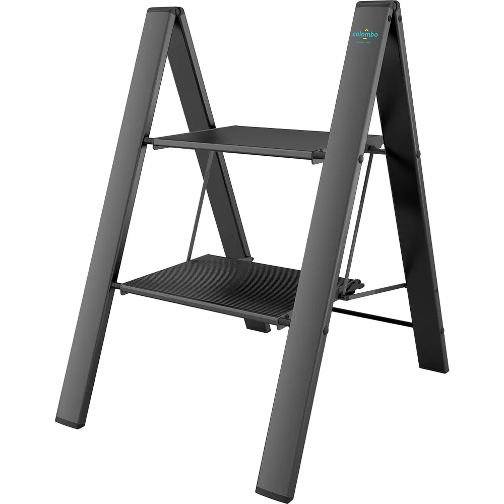 Colombo Leonardo 2 - Scala pioli, Scaletta 2 gradini, Scaletta Pieghevole, Scaletta alluminio, fino 150 kg antiscivolo, sc...