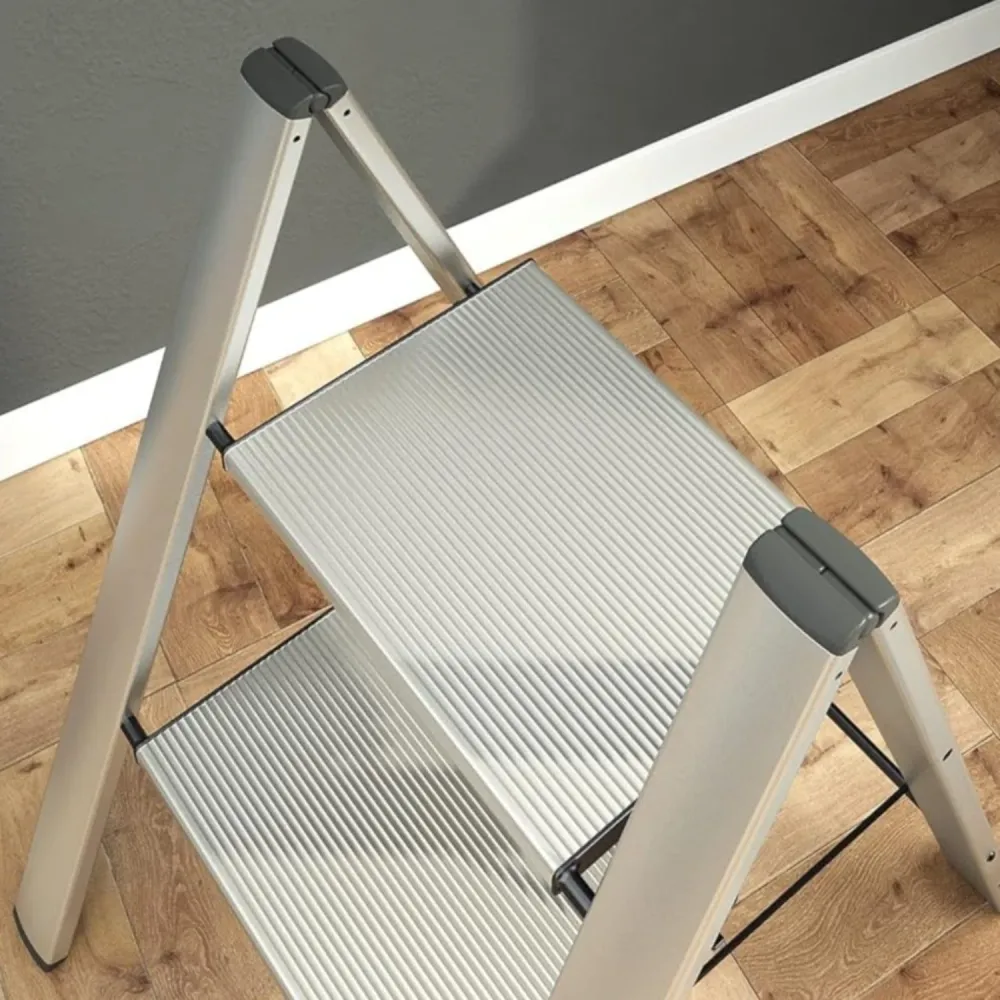 Colombo Leonardo 2 - Sgabello alluminio, Scaletta pieghevole, 2 gradini, 150 kg