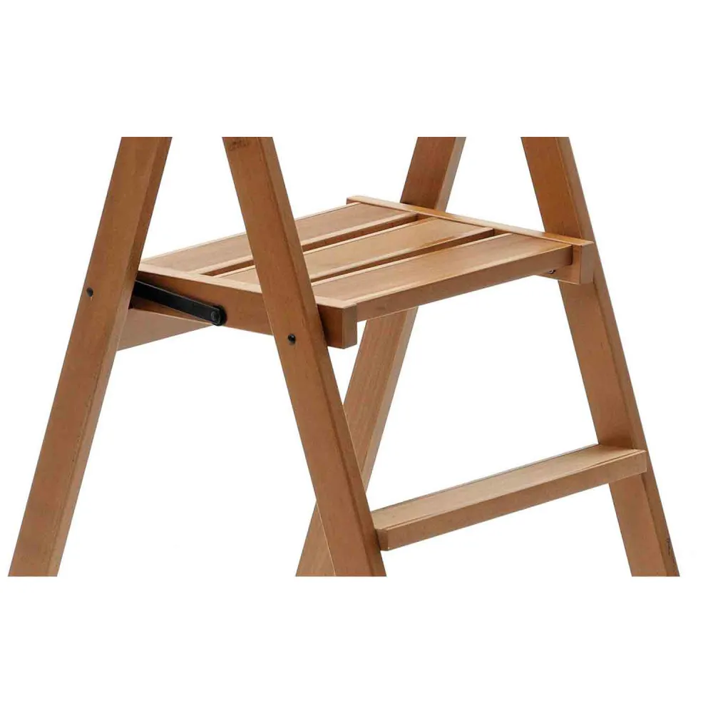 Scala pieghevole KIMORA 2, Scaletta 2 gradini antiscivolo, ampia pedana, piedini alla base, Scaletta legno, ciliegio
