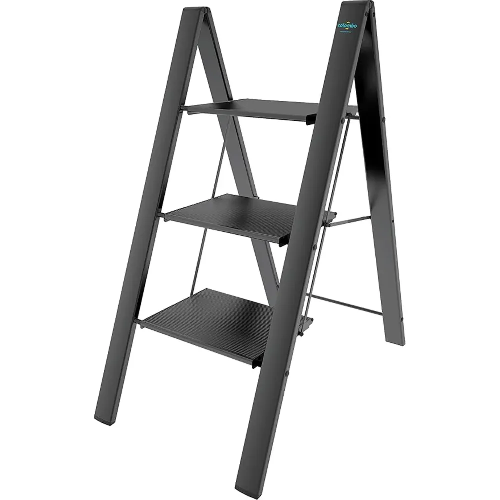 Colombo Leonardo 3 - Scala pioli, Scaletta 3 gradini, Scaletta Pieghevole, Scaletta alluminio, fino 150 kg antiscivolo, sc...