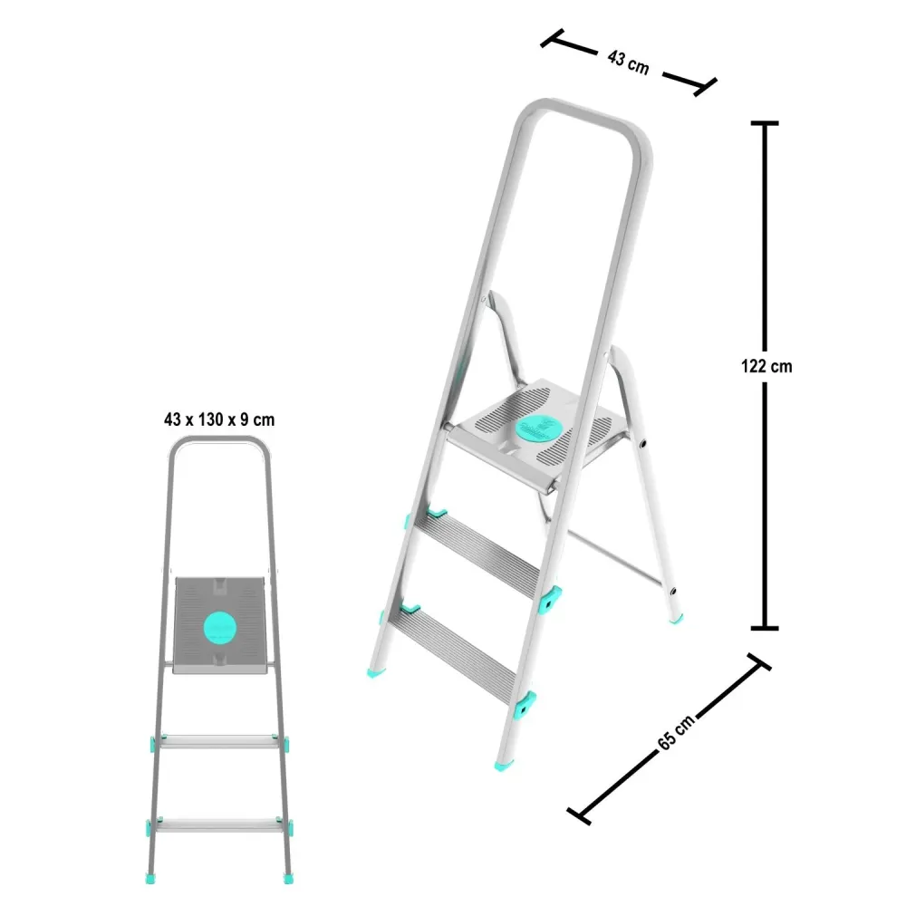Colombo LIBELLULA - Scala pioli, Scaletta Pieghevole, scaletta 3 gradini, Altezza 61 cm, Portata max 150 kg, Scaletta allu...