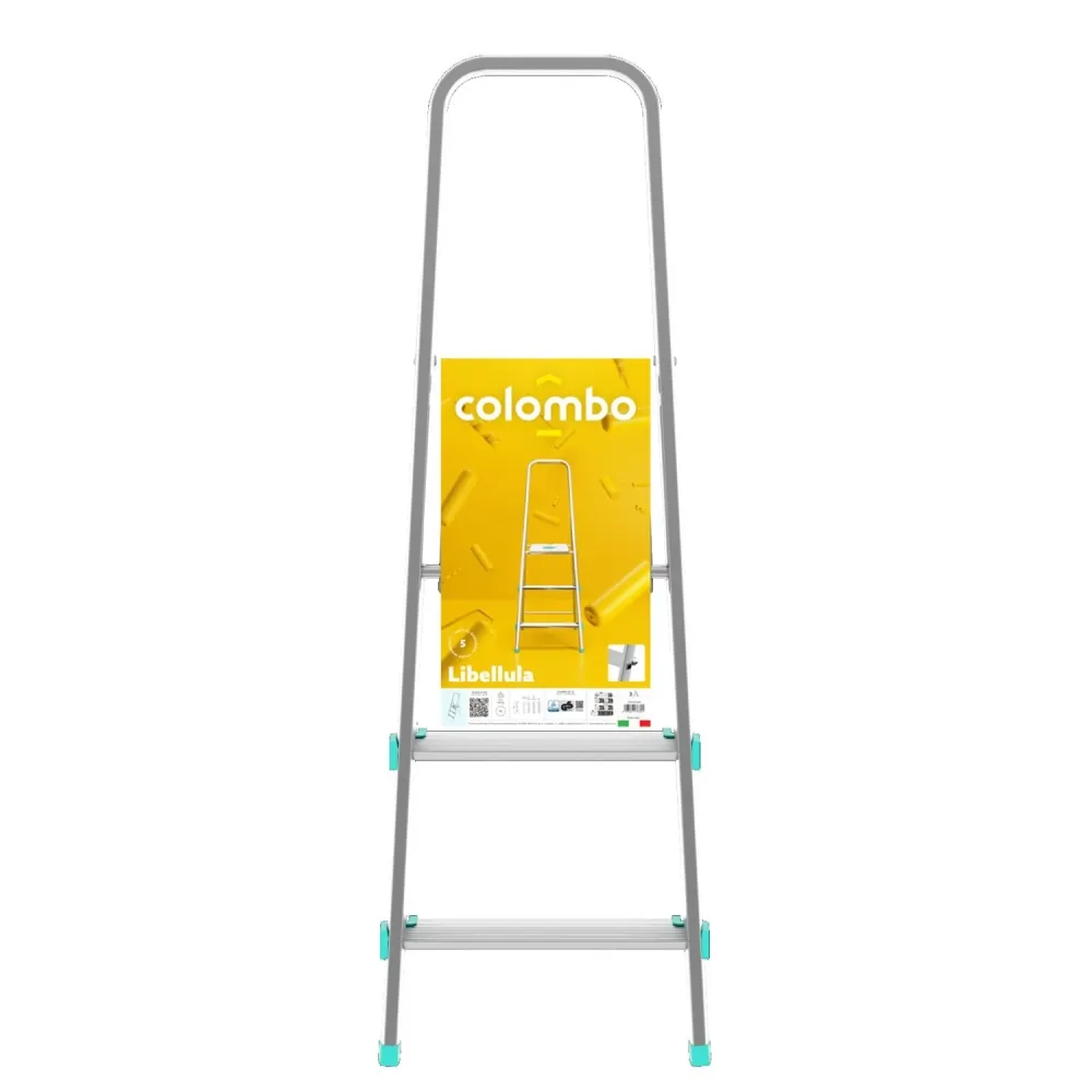 Colombo LIBELLULA - Scala pioli, Scaletta Pieghevole, scaletta 3 gradini, Altezza 61 cm, Portata max 150 kg, Scaletta allu...