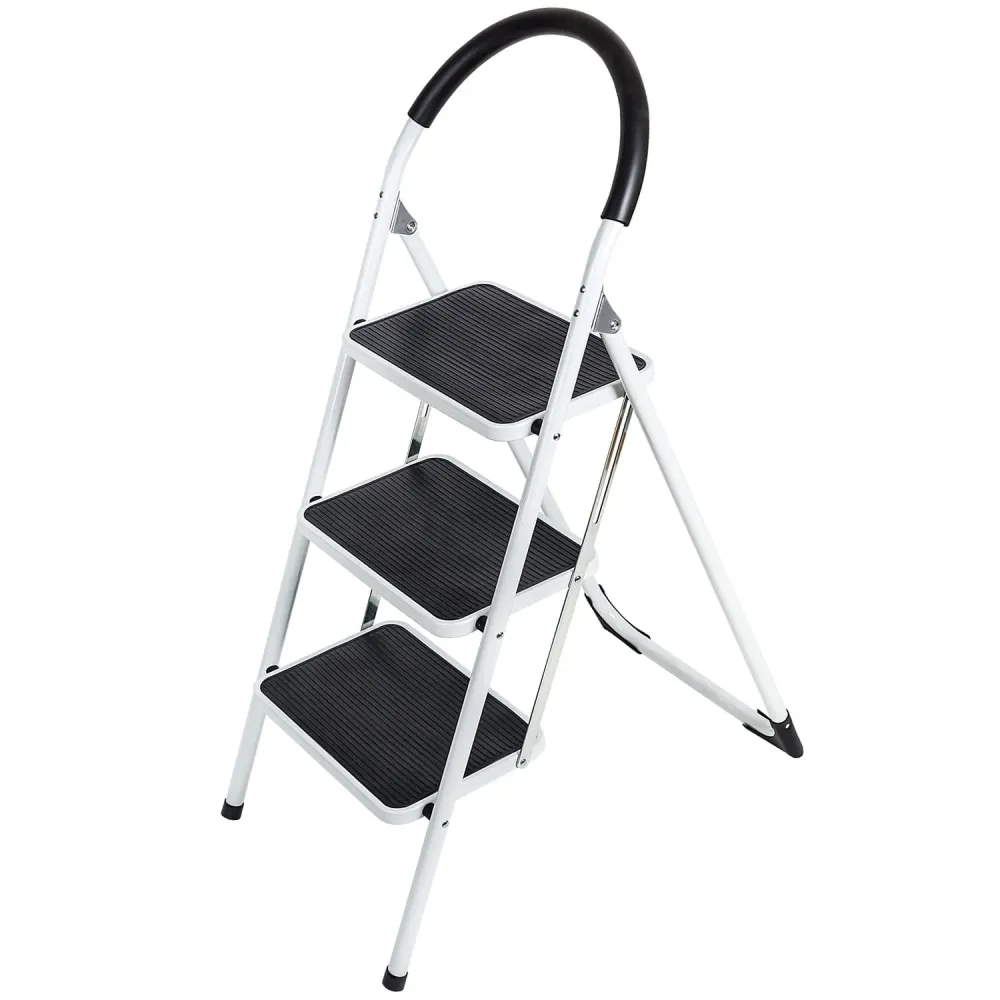 WonderWorker Bold - Scaletta pieghevole, Scala 3 gradini, acciaio verniciato polvere, gradini e piedini antiscivolo, porta...