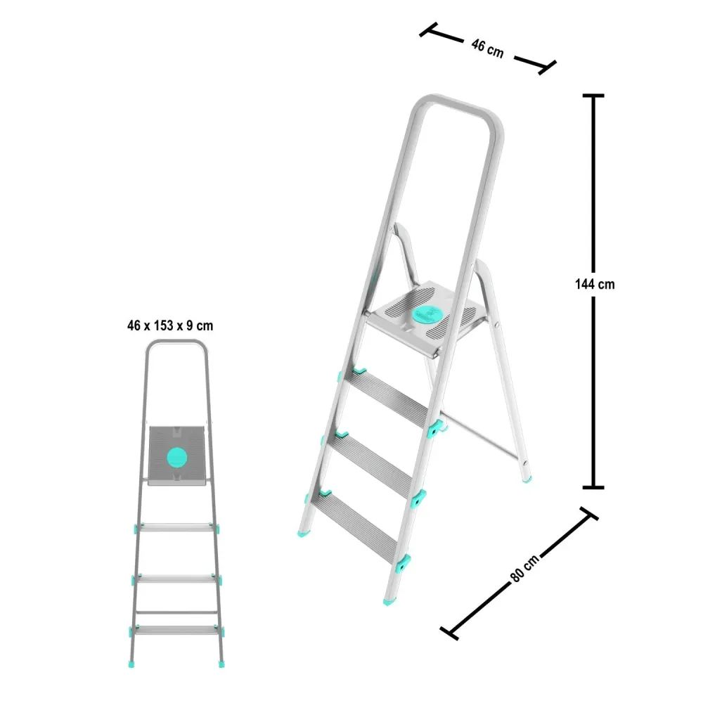 Colombo LIBELLULA - Scala pioli, Scala 4 gradini, Scaletta Domestica Pieghevole, Altezza 84 cm, Portata max 150kg, Scalett...