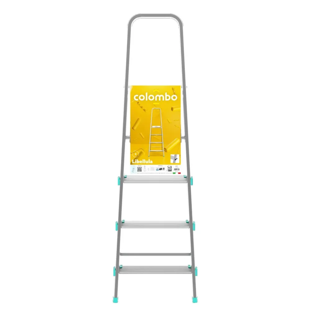Colombo LIBELLULA - Scala pioli, Scala 4 gradini, Scaletta Domestica Pieghevole, Altezza 84 cm, Portata max 150kg, Scalett...