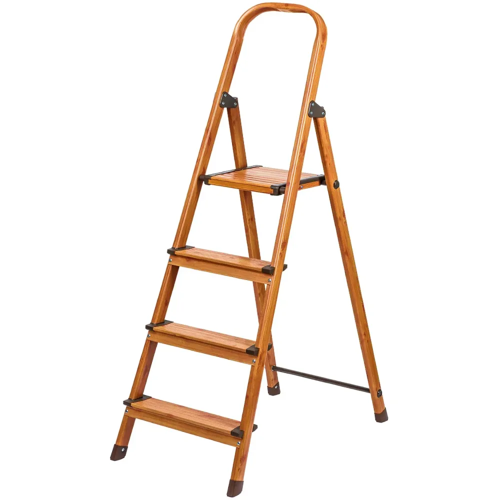 Tatkraft Upgrade 4 - Scaletta pieghevole, Scaletta 4 gradini, antiscivolo, portare fino 150 kg, Scala domestica, leggera e...