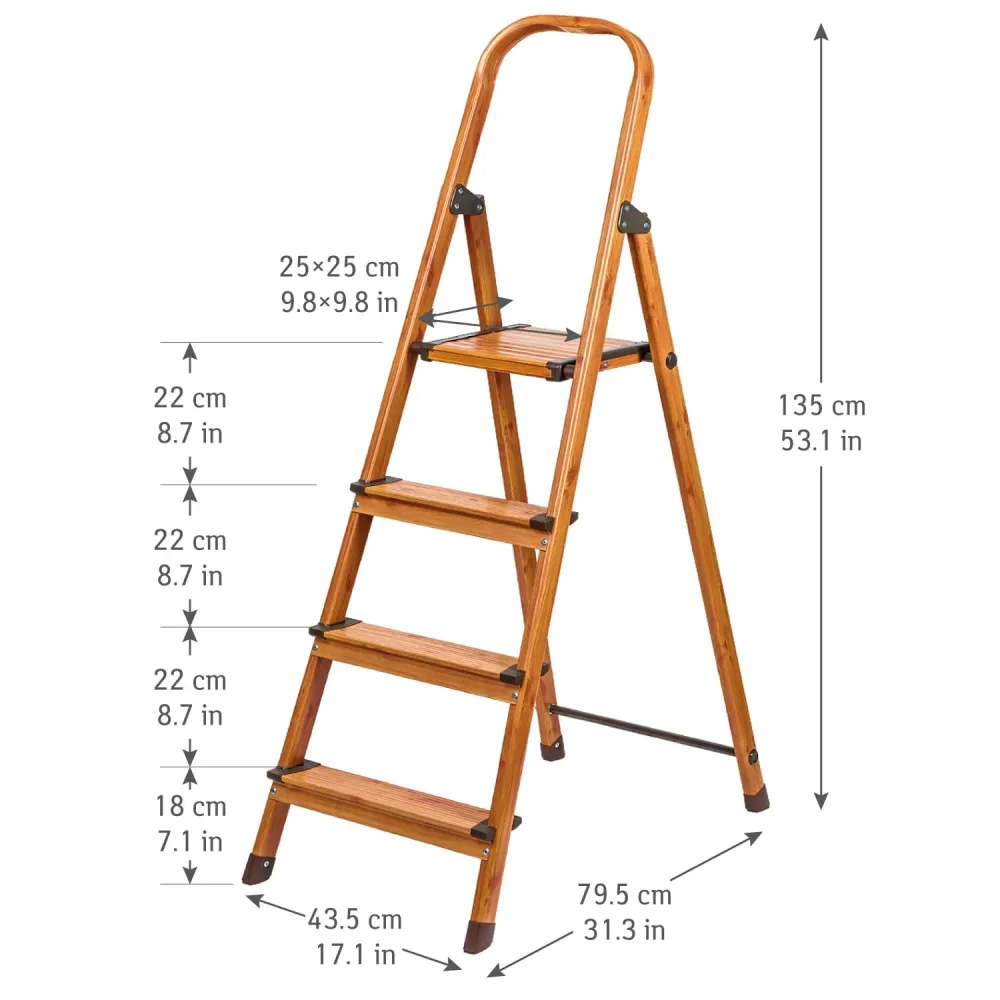 Tatkraft Upgrade 4 - Scaletta pieghevole, Scaletta 4 gradini, antiscivolo, portare fino 150 kg, Scala domestica, leggera e...