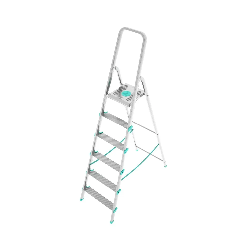 Colombo LIBELLULA - Scala pioli, 6 gradini, Scaletta Domestica Pieghevole, Altezza 129 cm, Portata max 150kg, Scaletta all...