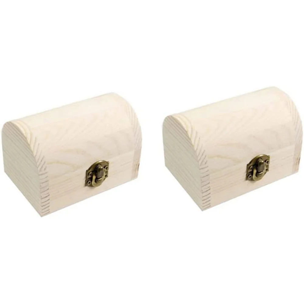 2 Scatole legno baule portagioie decorativo per decoupage
