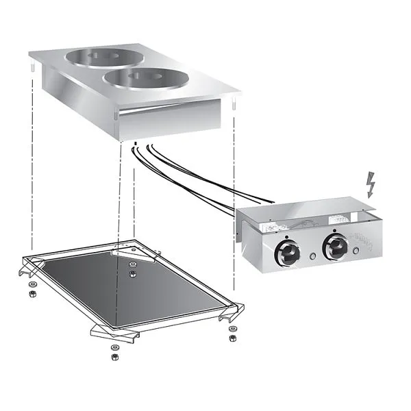 Fornello elettrico drop- Gastro-Inox 2 piastre 40 cm con scatola di connessione 160.506 - Compatibilità Universale