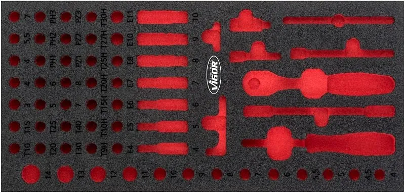 Inserti schiuma morbida bicomponente VIGOR dimensioni inserto/dimensione cassetto: S (188 x 393 x 35 mm) utilizzo: V4971 V...