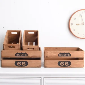 Set 4 Cassette Scatole Legno Portaoggetti Legno Marrone 15x35x22 - Compatibilità Universale