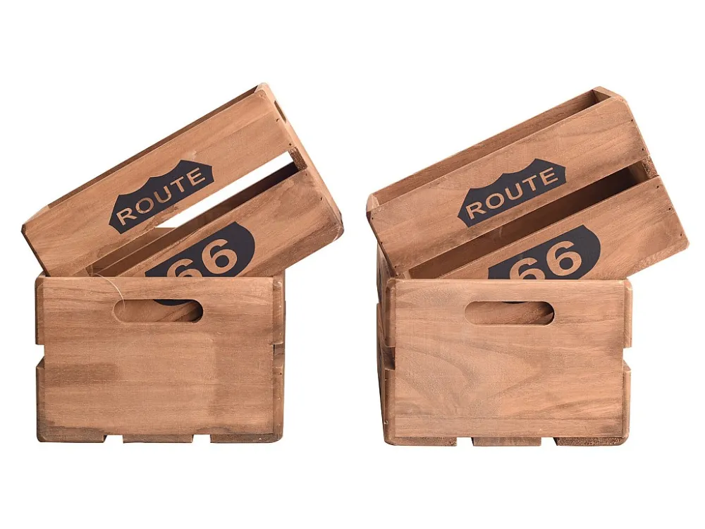 Set 4 Cassette Scatole Legno Portaoggetti Legno Marrone 15x35x22 - Compatibilità Universale