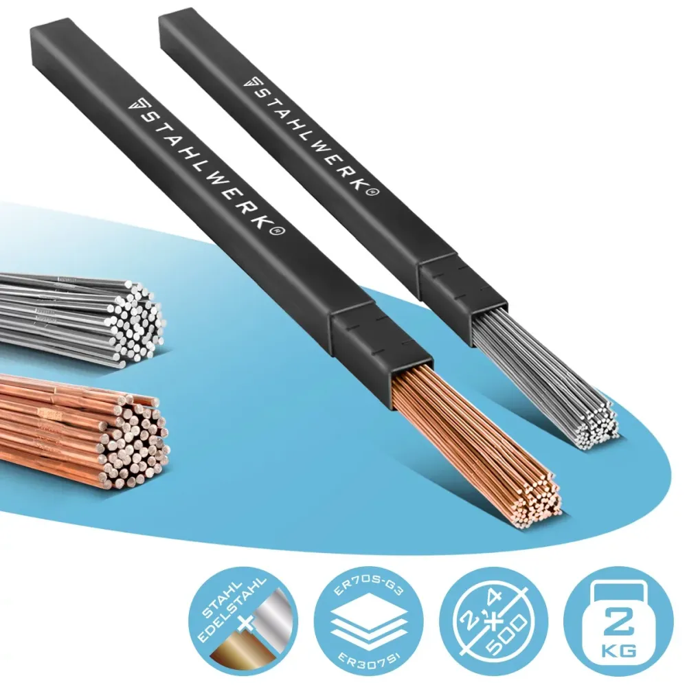 Sticchi di saldatura con parrucca acciaio acciaio / acciaio inossidabile / Ø 2,5 / 2,4 mm x 500 mm nel set pratico / 1 kg...