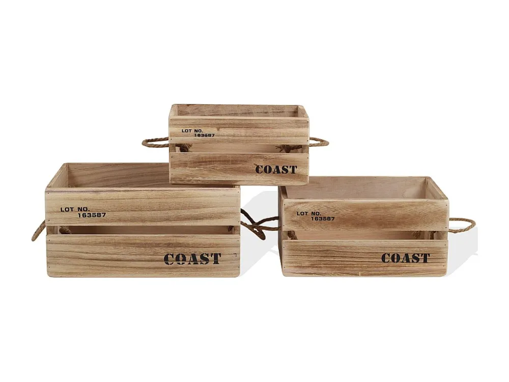 Telo di Protezione Impermeabile Set 3 Cassette Scatole Legno Portaoggetti Legno Evidente 17x36x25