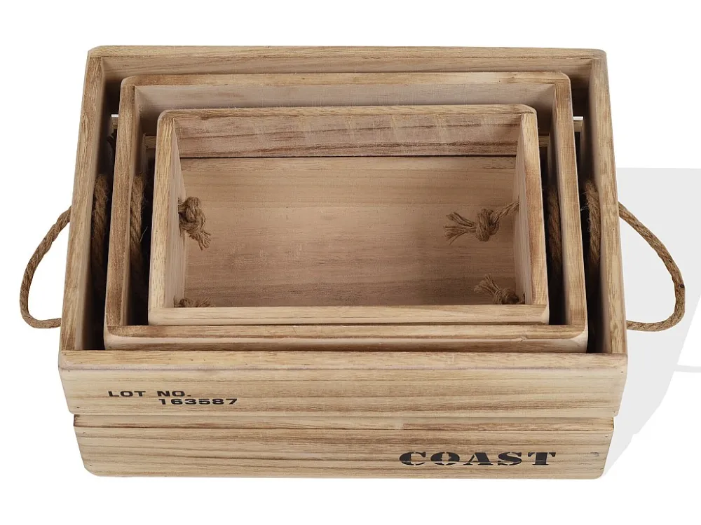 Telo di Protezione Impermeabile Set 3 Cassette Scatole Legno Portaoggetti Legno Evidente 17x36x25