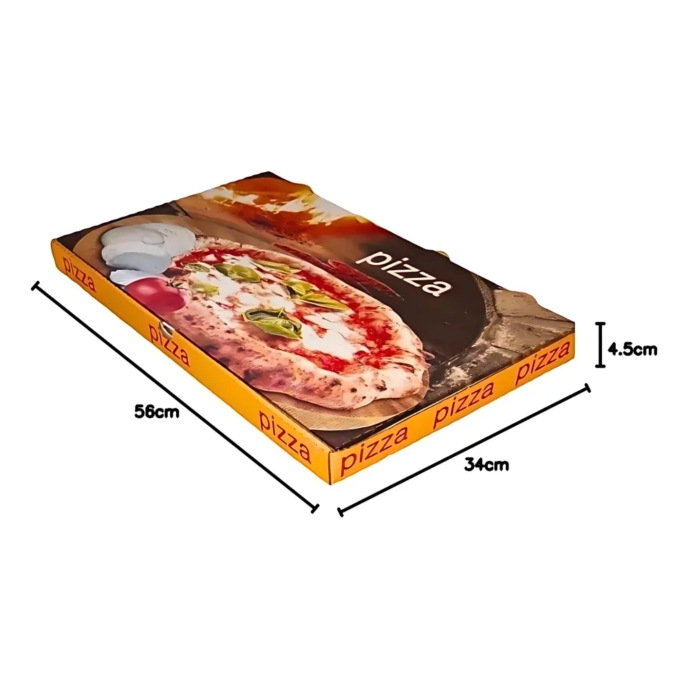 Scatole per pizza box cartone 50 pz da 34x56 H 4,5 cm per asporto di pizza cibi caldi e freddi