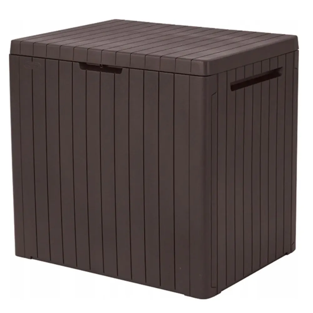 Keter City Brown 113L Garden Storage Deck Chest Patio Balcony Shed Garden UV Resistant Colori Naturali