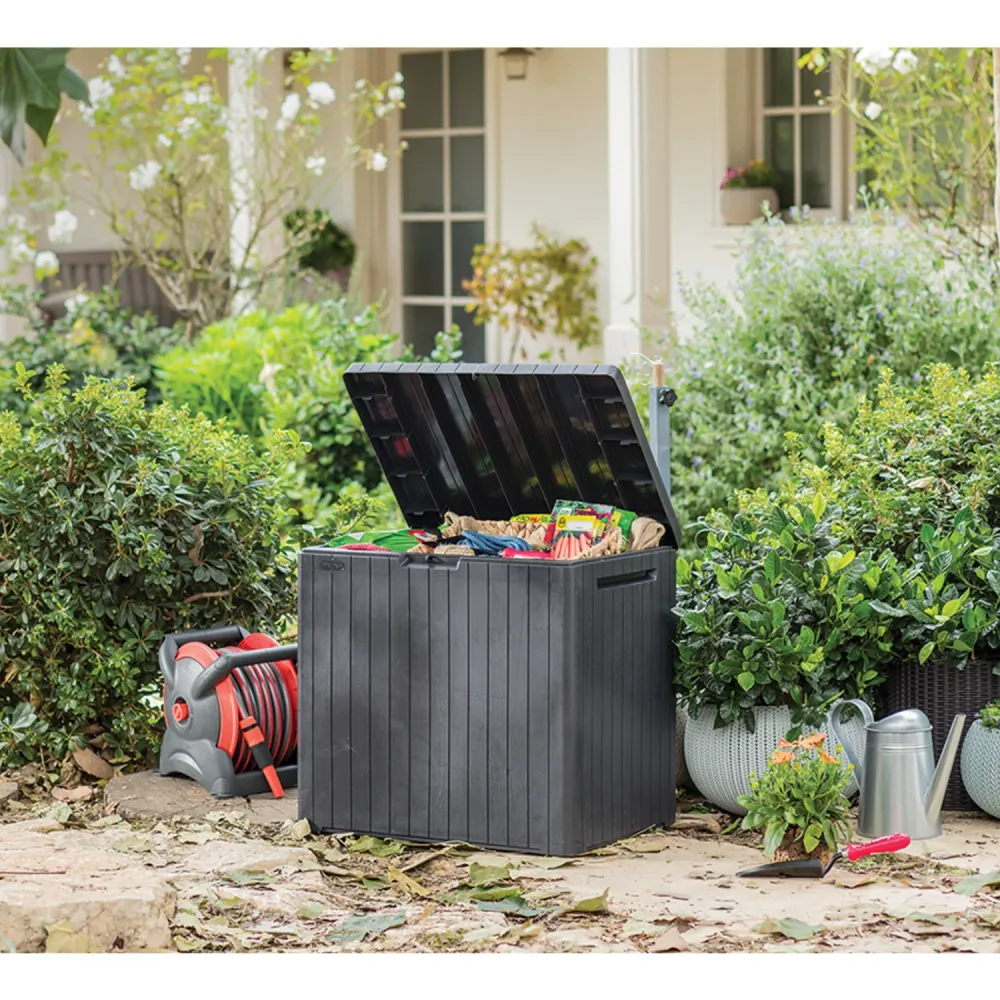 Keter City Brown 113L Garden Storage Deck Chest Patio Balcony Shed Garden UV Resistant Colori Naturali