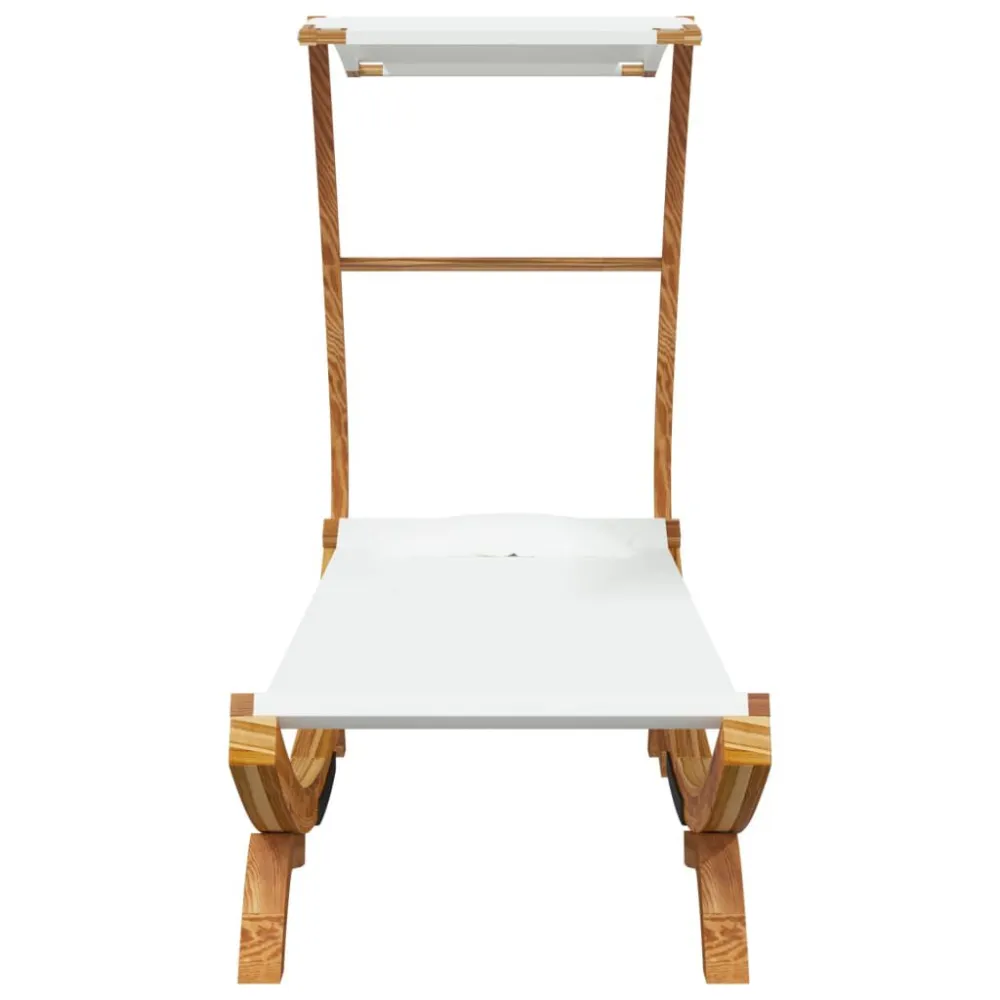Lettino con Tettuccio 100x190x134 cm Legno Curvato Crema Colori Naturali