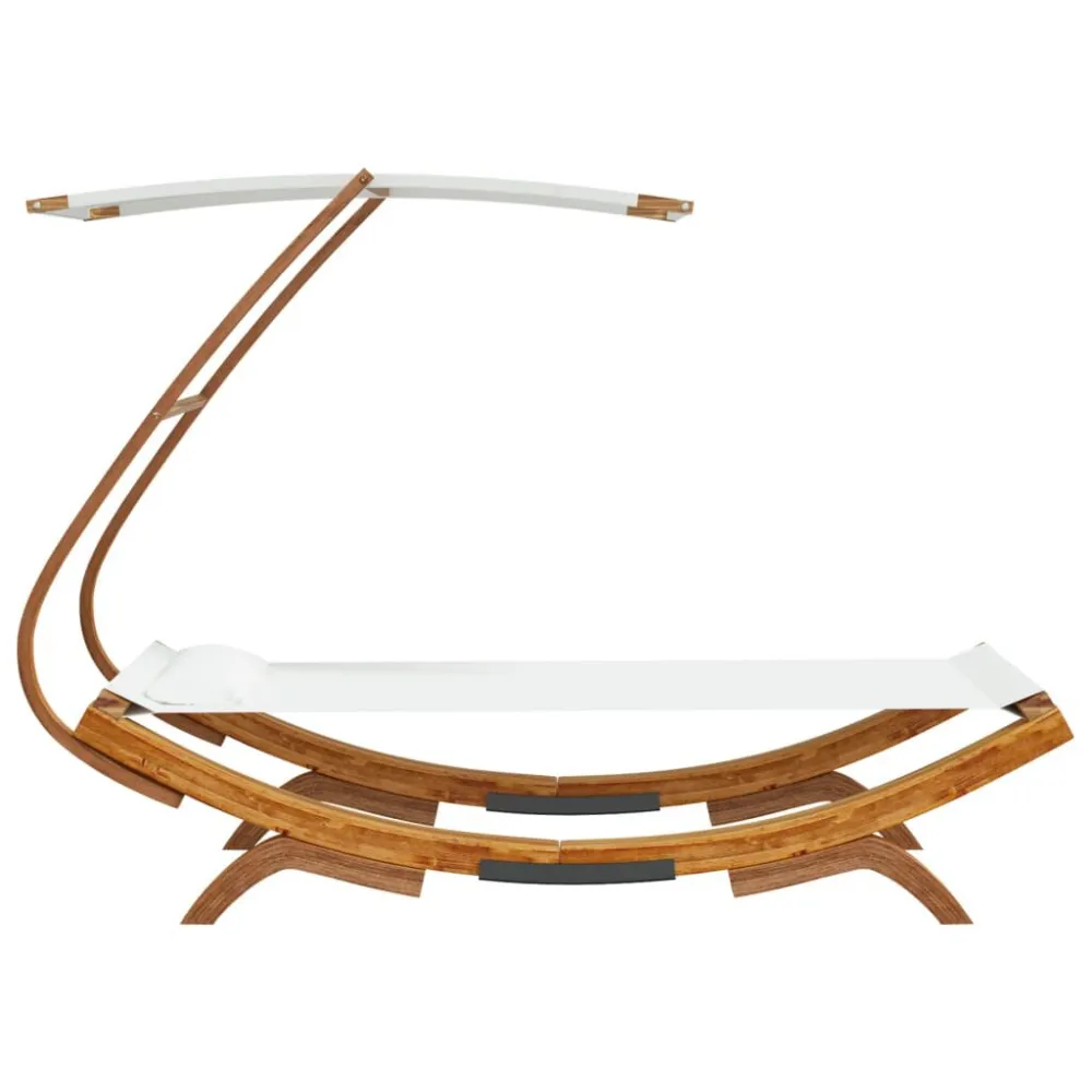 Lettino con Tettuccio 100x190x134 cm Legno Curvato Crema Colori Naturali
