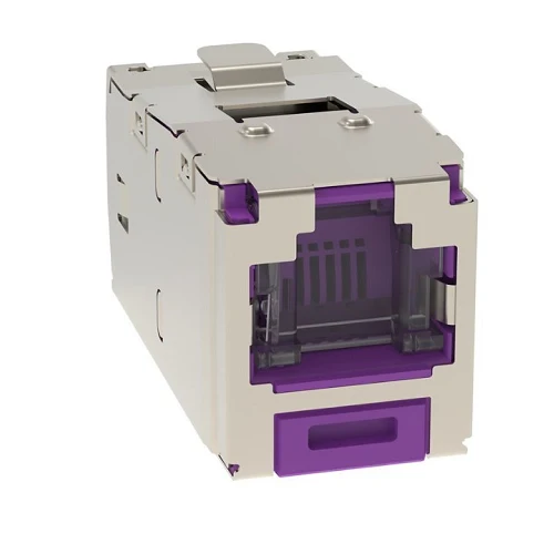 1 Port 22-26 AWG Mini-Com Cat6A 10Gig Shuttered Jack Module Shielded TG Style RJ45 CJSH6X88TGVLY | Montaggio Rapido