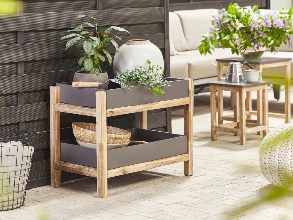 2 Tier Faux Concrete Shelf Grey OLIENA con Garanzia