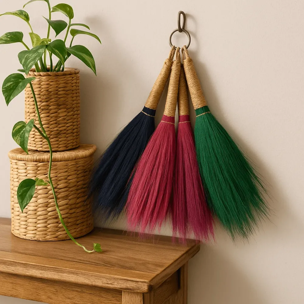 Set da 4 Scopini Lunghi Erba di Pampas Colori Vivaci