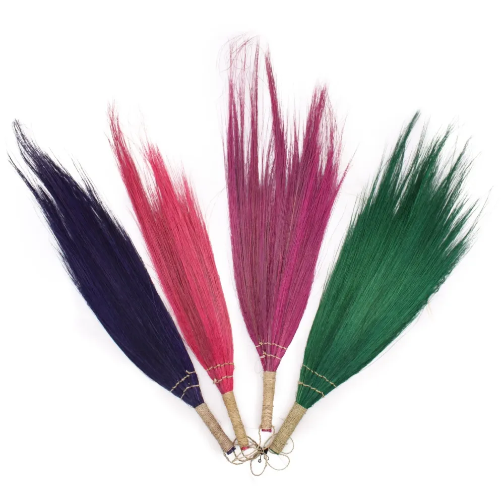 Set da 4 Scopini Lunghi Erba di Pampas Colori Vivaci