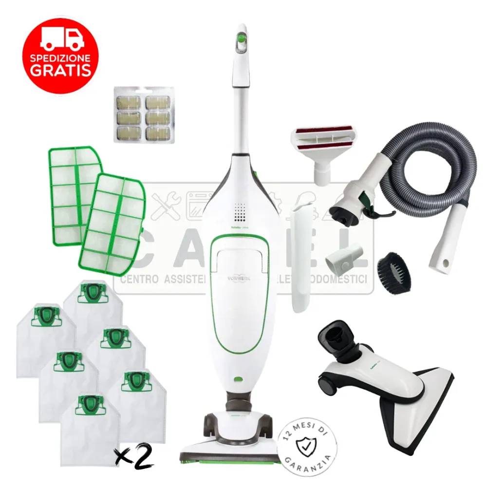 SCOPA ELETTRICA VORWERK FOLLETTO VK200 + SACCHETTI EXTRA, DOPPI FILTRI E KIT TUBI