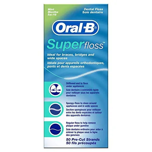 Oral-B - Filo Interdentale Super Floss 50 pezzi Pre tagliato (Confezione da...