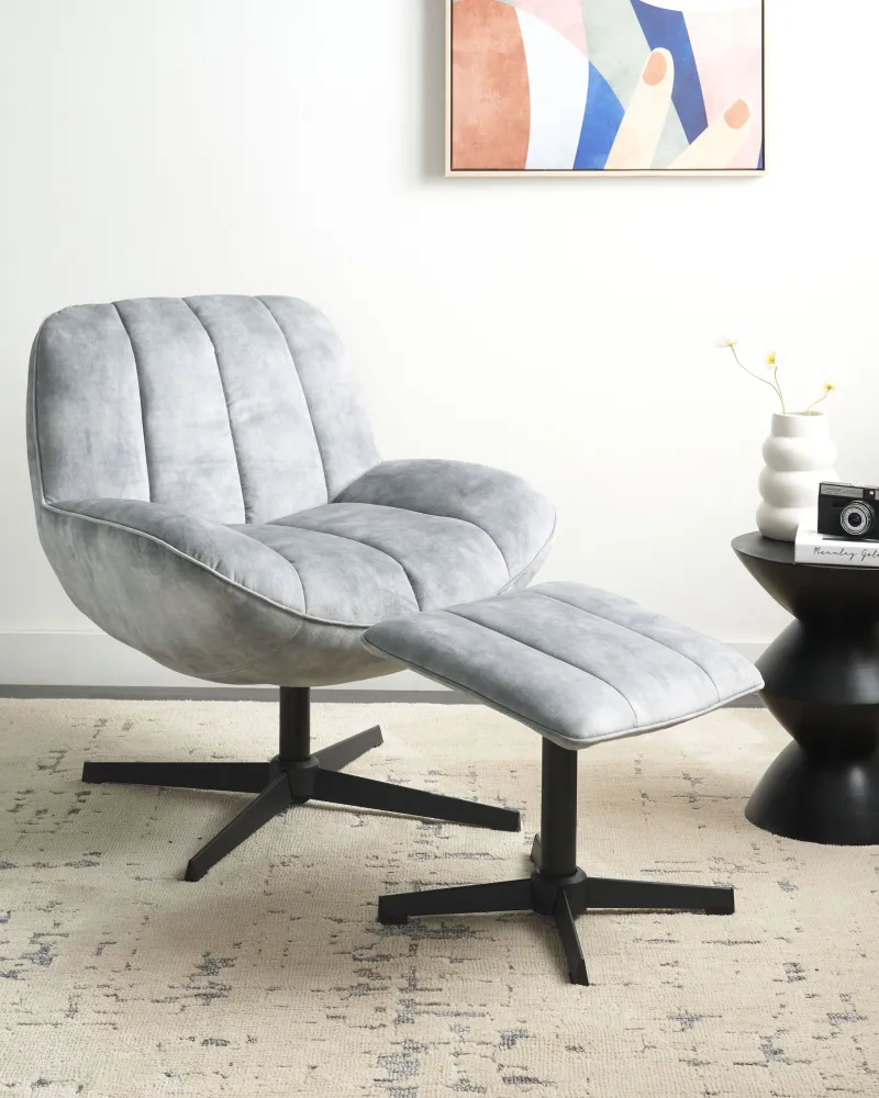 Chair Footstool LIA Footstool Velluto Light Grey