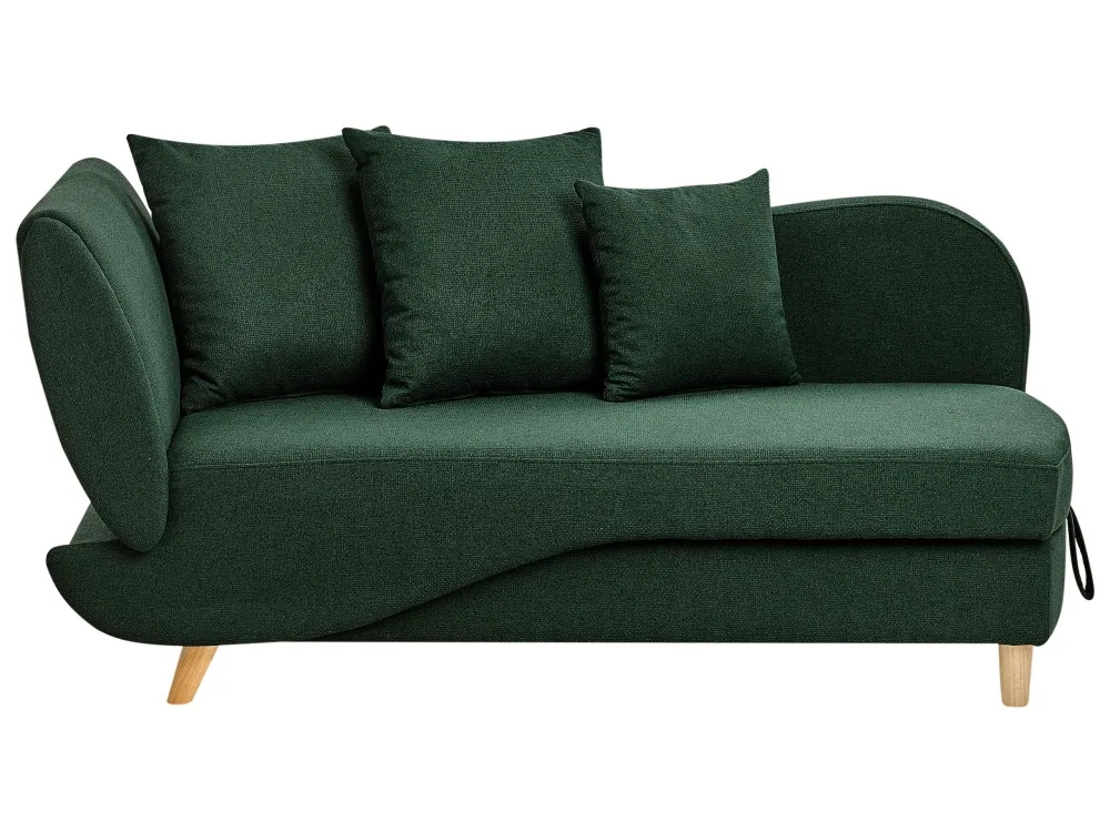 Chaise longue con contenitore tessuto verde lato sinistro MERI II