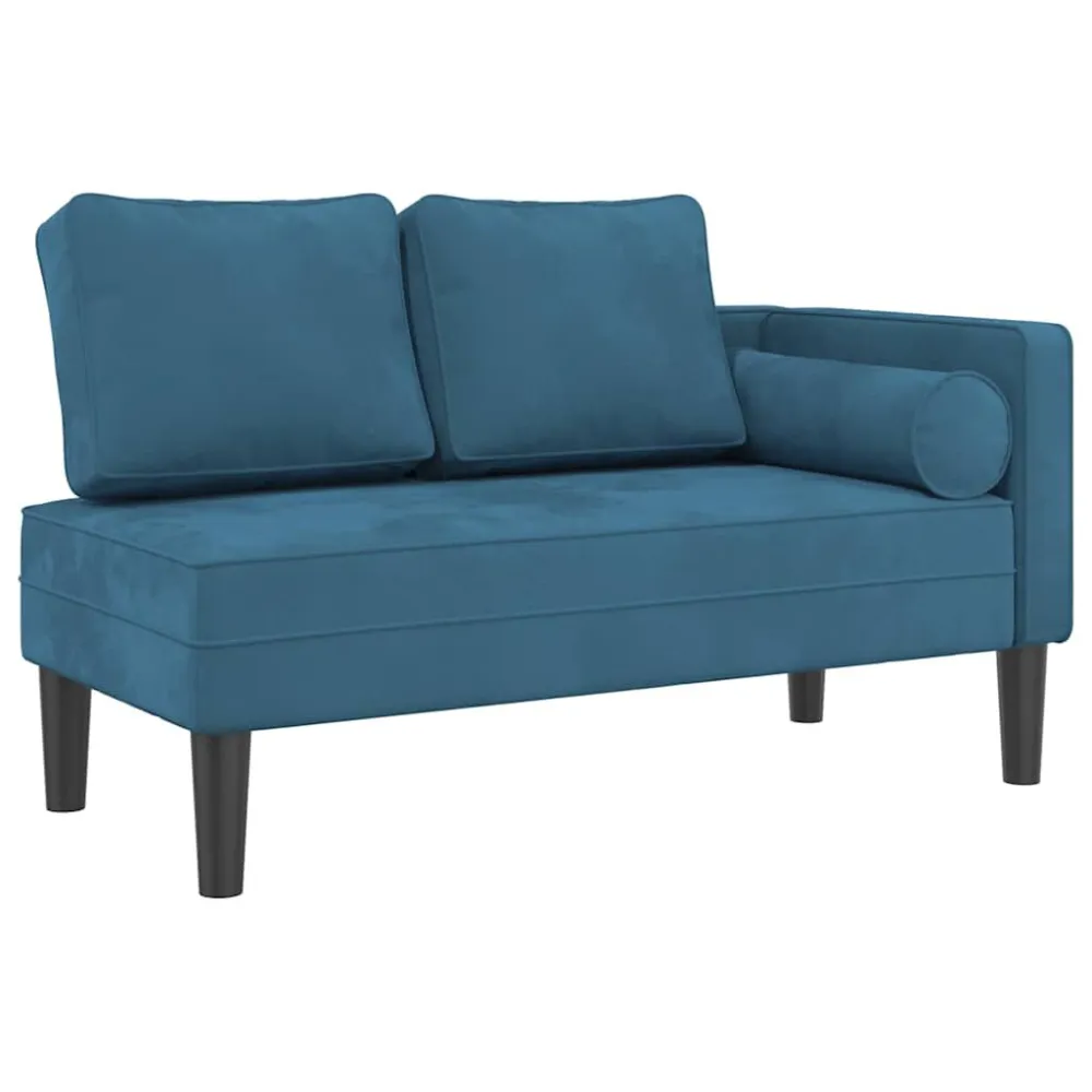 Chaise Longue con Cuscini Blu Velluto
