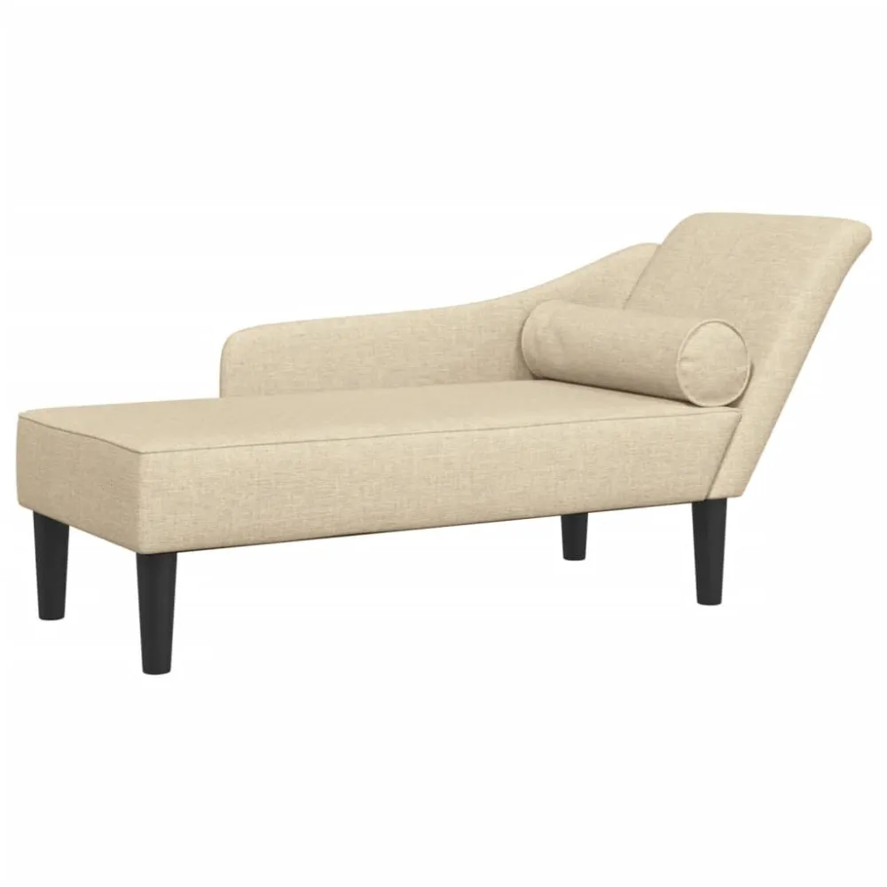 Chaise Longue con Cuscini Crema Tessuto
