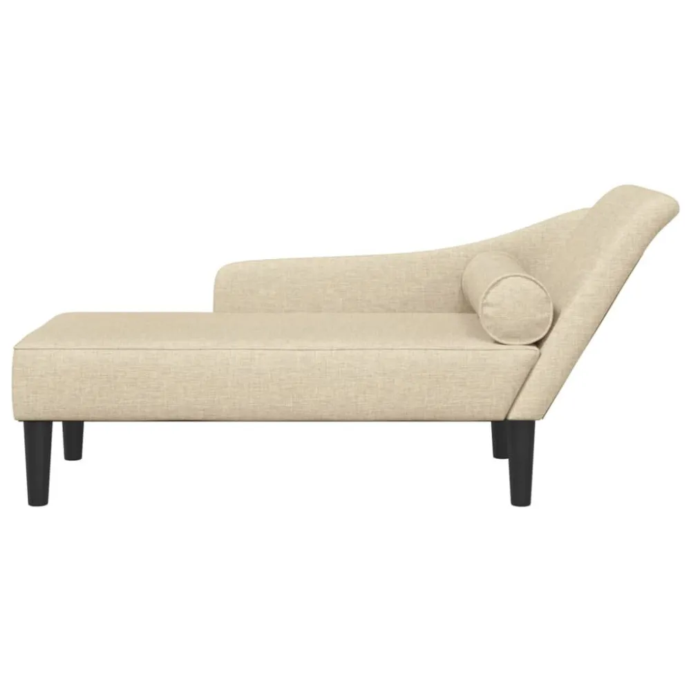Chaise Longue con Cuscini Crema Tessuto