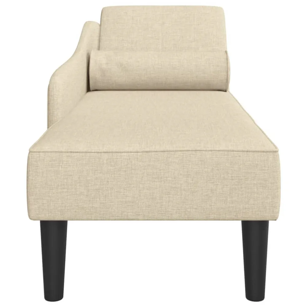 Chaise Longue con Cuscini Crema Tessuto