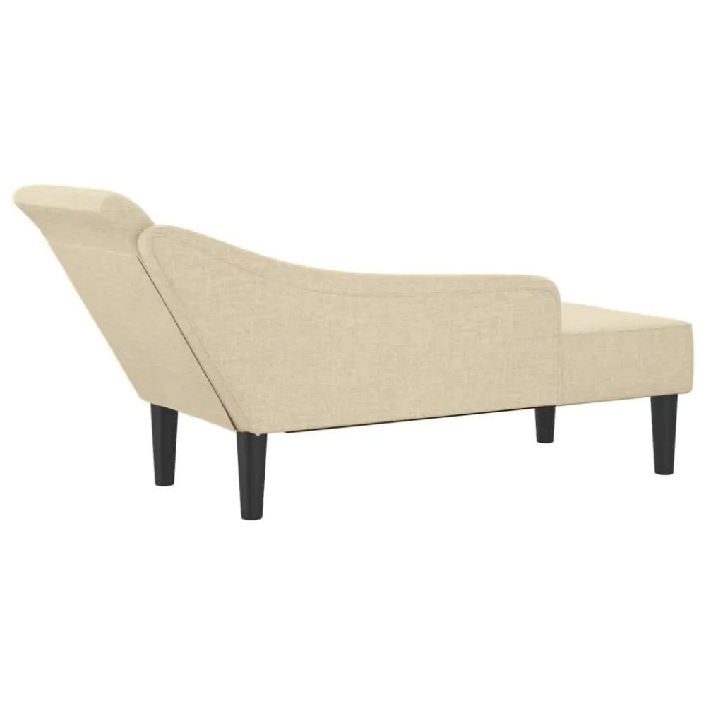 Chaise Longue con Cuscini Crema Tessuto