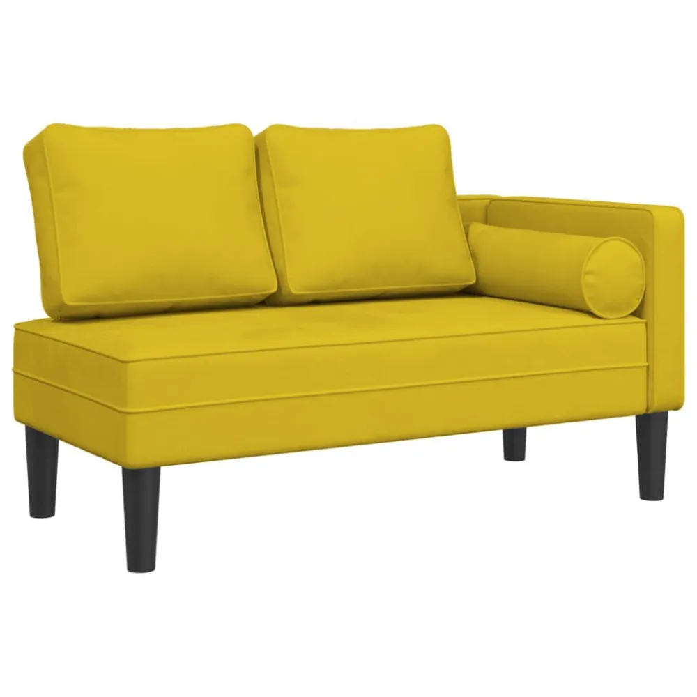 Chaise Longue con Cuscini Giallo Velluto