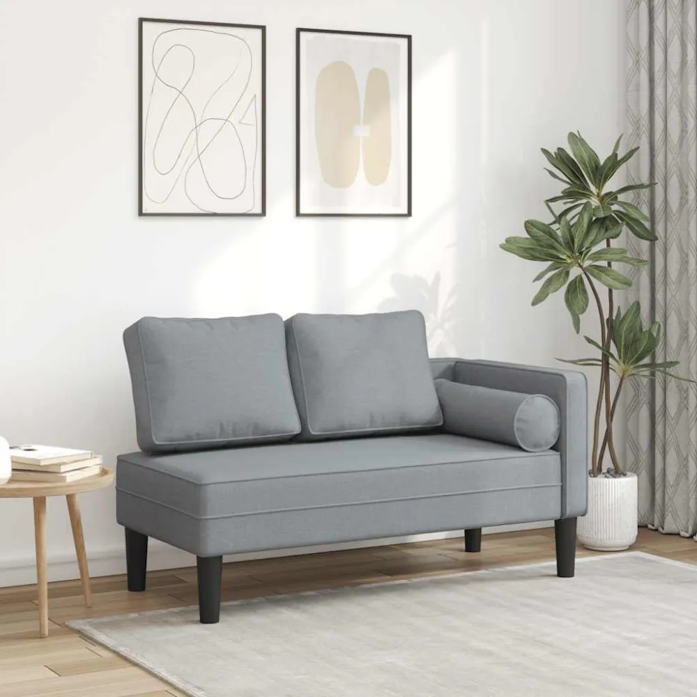 Chaise Longue con Cuscini Grigio Distinto Tessuto