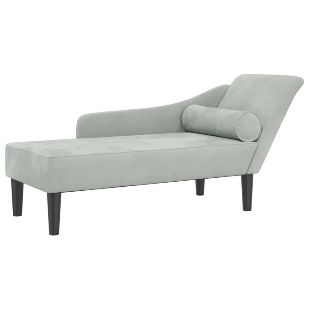 Chaise Longue con Cuscini Grigio Limpido Velluto