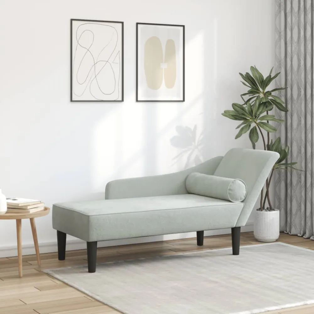 Chaise Longue con Cuscini Grigio Limpido Velluto