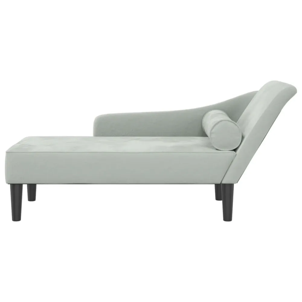 Chaise Longue con Cuscini Grigio Limpido Velluto